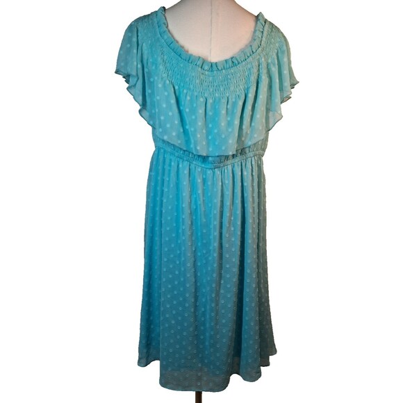 Torrid Off Shoulder Blue Midi Spring Summer with Pockets Ruffle Lined dress 1 - Picture 8 of 10